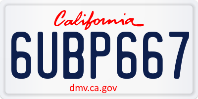CA license plate 6UBP667