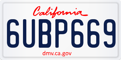 CA license plate 6UBP669