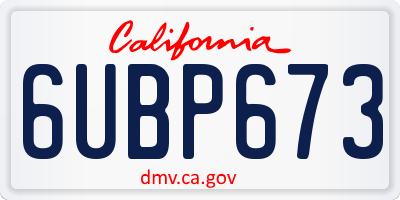 CA license plate 6UBP673