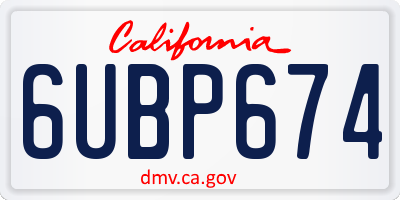 CA license plate 6UBP674