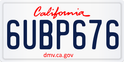CA license plate 6UBP676