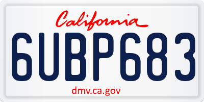 CA license plate 6UBP683