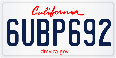 CA license plate 6UBP692