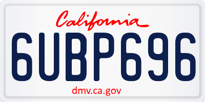 CA license plate 6UBP696