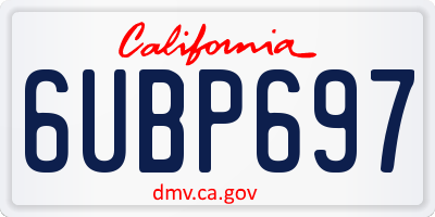 CA license plate 6UBP697