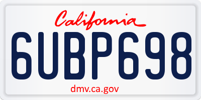 CA license plate 6UBP698