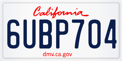 CA license plate 6UBP704
