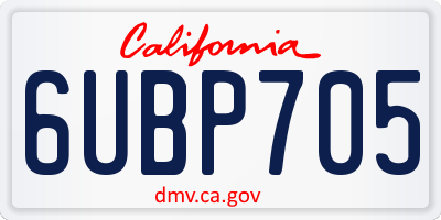 CA license plate 6UBP705