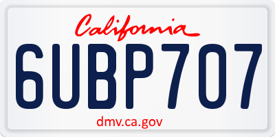 CA license plate 6UBP707