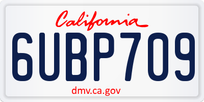 CA license plate 6UBP709
