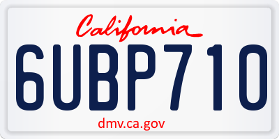 CA license plate 6UBP710