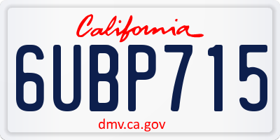 CA license plate 6UBP715