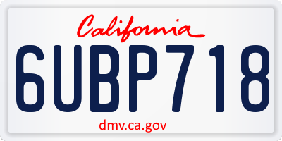 CA license plate 6UBP718