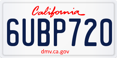 CA license plate 6UBP720