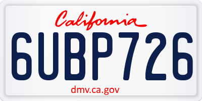 CA license plate 6UBP726