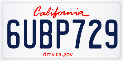 CA license plate 6UBP729