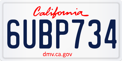 CA license plate 6UBP734