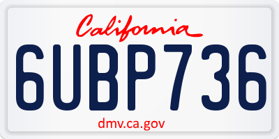 CA license plate 6UBP736