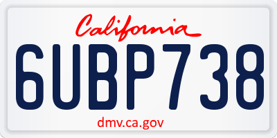 CA license plate 6UBP738