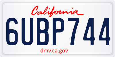 CA license plate 6UBP744