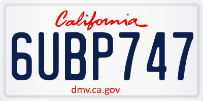 CA license plate 6UBP747