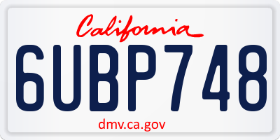 CA license plate 6UBP748