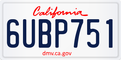 CA license plate 6UBP751