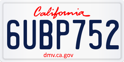 CA license plate 6UBP752