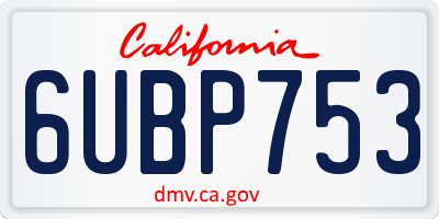 CA license plate 6UBP753