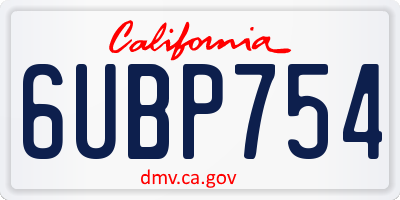 CA license plate 6UBP754