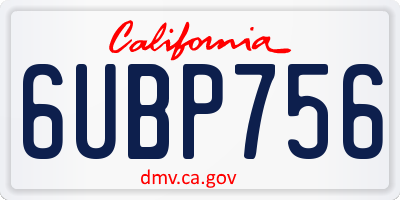 CA license plate 6UBP756