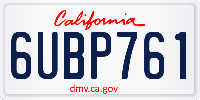 CA license plate 6UBP761