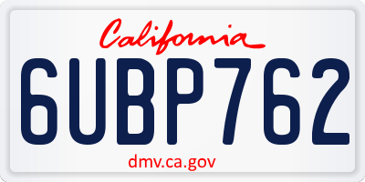 CA license plate 6UBP762