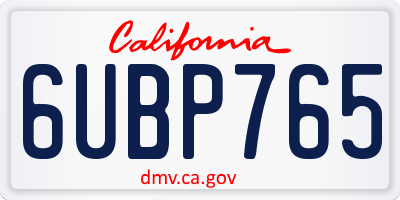 CA license plate 6UBP765