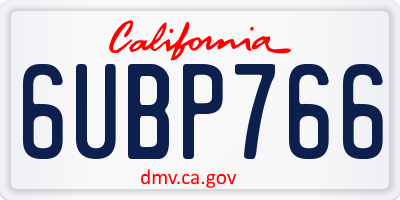 CA license plate 6UBP766