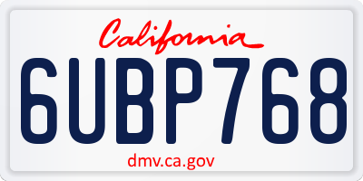 CA license plate 6UBP768