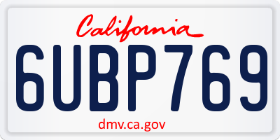 CA license plate 6UBP769