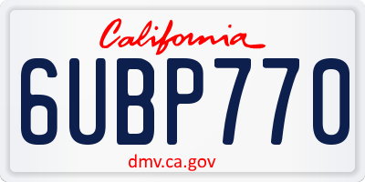 CA license plate 6UBP770