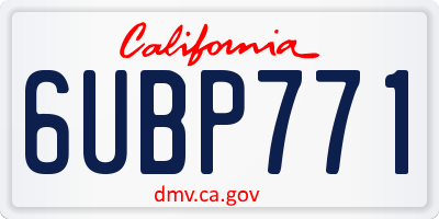 CA license plate 6UBP771
