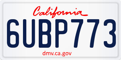 CA license plate 6UBP773