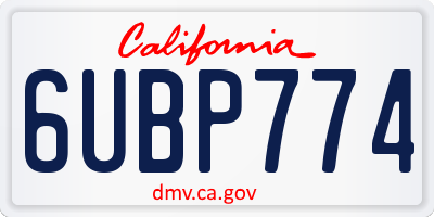 CA license plate 6UBP774