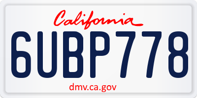 CA license plate 6UBP778