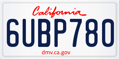 CA license plate 6UBP780