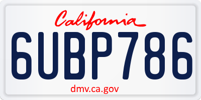 CA license plate 6UBP786