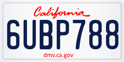 CA license plate 6UBP788