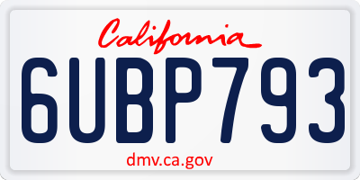 CA license plate 6UBP793