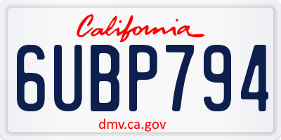 CA license plate 6UBP794