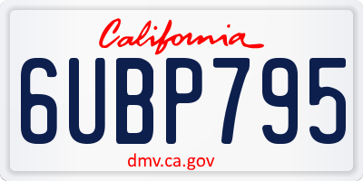 CA license plate 6UBP795