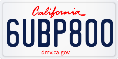 CA license plate 6UBP800