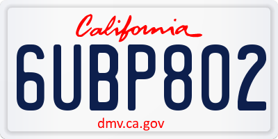 CA license plate 6UBP802